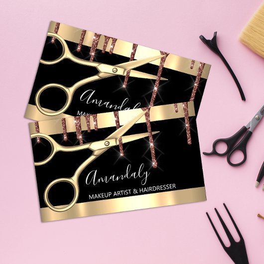 Friseur Hair Stylist Golden Scisseur Coiffeur Visitenkarte