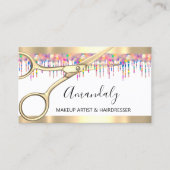 Friseur Hair Stylist Holograph Tropfens Scheren Visitenkarte (Vorderseite)