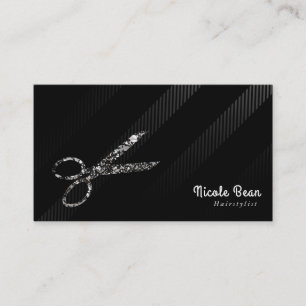 Friseur Hairstylist Silver & Black Chic Glam Visitenkarte