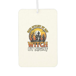 Friseur-Hexe bei Nacht Vintage-Halloween-Design Autolufterfrischer