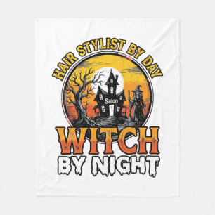 Friseur-Hexe bei Nacht Vintage-Halloween-Design Fleecedecke