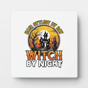 Friseur-Hexe bei Nacht Vintage-Halloween-Design Fotoplatte