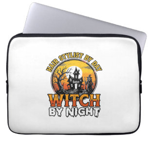 Friseur-Hexe bei Nacht Vintage-Halloween-Design Laptopschutzhülle