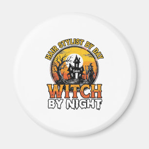 Friseur-Hexe bei Nacht Vintage-Halloween-Design Magnet