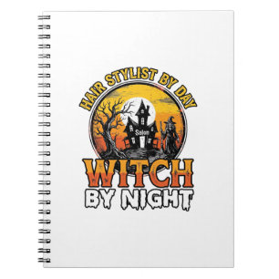 Friseur-Hexe bei Nacht Vintage-Halloween-Design Notizblock
