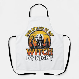Friseur-Hexe bei Nacht Vintage-Halloween-Design Schürze