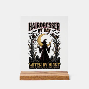 Friseur-Hexe Halloween-Stylist bei Tag Design_ Acrylschild