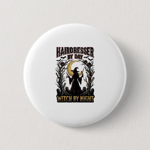 Friseur-Hexe Halloween-Stylist bei Tag Design_ Button