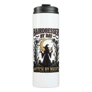 Friseur-Hexe Halloween-Stylist bei Tag Design_ Thermosbecher