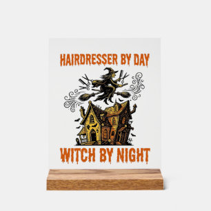Friseur-Hexe Halloween Vintage-Salon-Shirt_1 Acrylschild