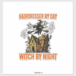 Friseur-Hexe Halloween Vintage-Salon-Shirt_1 Aufkleber
