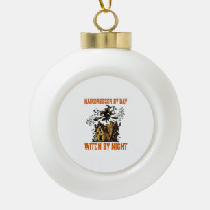 Friseur-Hexe Halloween Vintage-Salon-Shirt_1 Keramik Kugel-Ornament