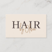 Friseur im beigen Neutralton mit moderner Typograf Visitenkarte (Vorderseite)