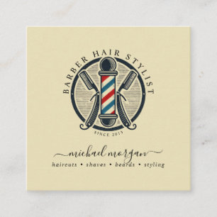 Friseur im Vintage-Barber-Shop Quadratische Visitenkarte