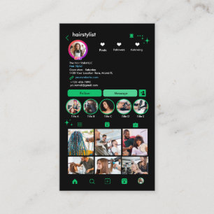 Friseur Instagram Grün   Scanne den QR-Code, um di Visitenkarte