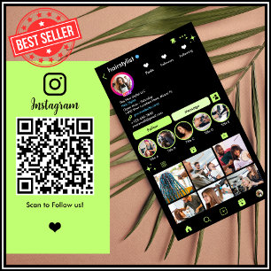 Friseur Instagram Lime Green Scan to Connect Visitenkarte