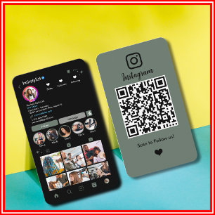 Friseur Instagram Sage Green Scan to Connect Visitenkarte