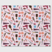 Friseur KIT nahtloses Muster Geschenkpapier (Flach)