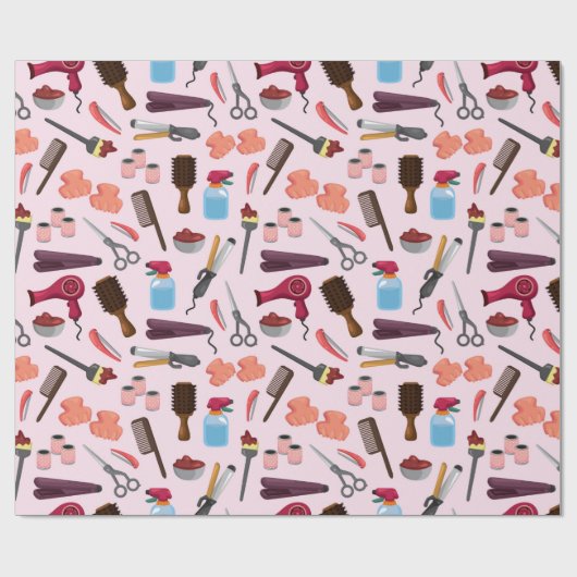 Friseur KIT nahtloses Muster Geschenkpapier (Flach)