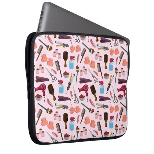Friseur KIT nahtloses Muster Laptopschutzhülle (Vorne Rechts)