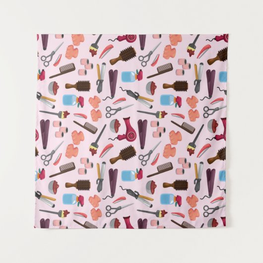 Friseur KIT nahtloses Muster Wandteppich (Vorderseite (Horizontal))