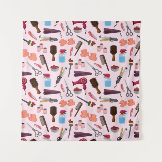 Friseur KIT nahtloses Muster Wandteppich (Vorderseite)