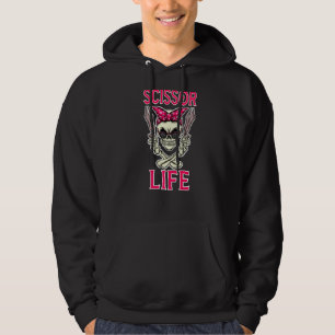 Friseur Kopf mit Rockabilly Scarf Schere Lif Hoodie