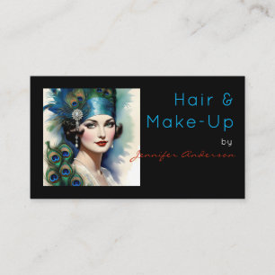 Friseur Kosmetikerin Make-Up Vintage Frau Visitenkarte