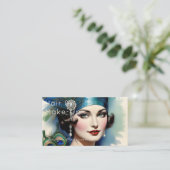 Friseur-Kosmetologin Make-up Vintage Frau Visitenkarte (Stehend Vorderseite)