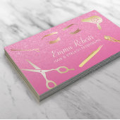 Friseur & Lashes Salon Moderne Gold & Pink Glitzer Visitenkarte