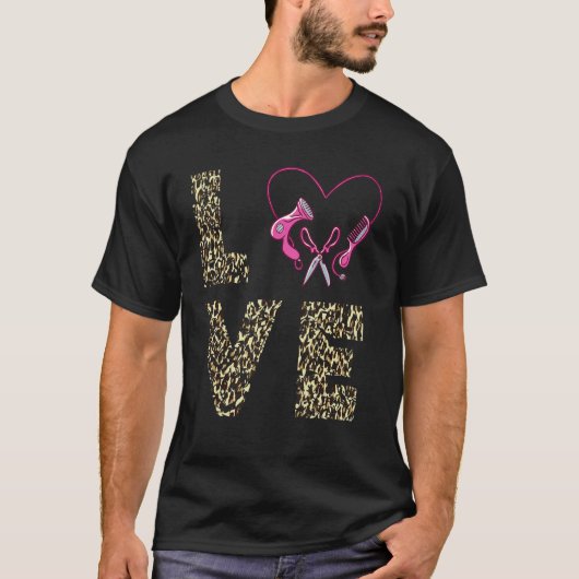 Friseur Liebe Schere Friseursalon H T-Shirt (Vorderseite)