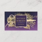 Friseur Lila & Gold Blumensalon Schönheitssalon Visitenkarte (Vorderseite)