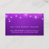 Friseur - Lila Stars Glitzer Schönheitssalon Visitenkarte (Rückseite)