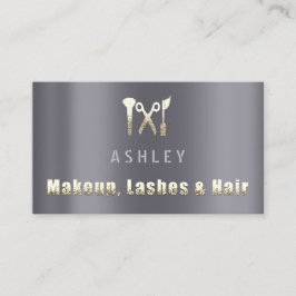 Friseur Makeup Lash Terminationskarte Grau Gold Visitenkarte