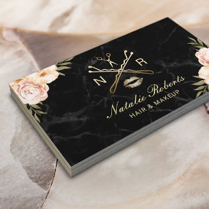 Friseur-Makeup-Schönheitssalon-Logo Modern Floral- Visitenkarte