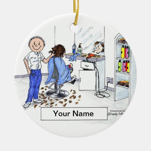 Friseur - männlich keramik ornament (Vorne)