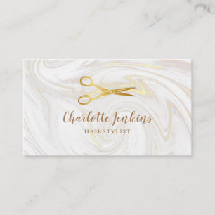 Friseur Marble Swirls Gold Schere Visitenkarte