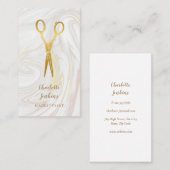 Friseur Marmor Wirbel Gold Schere Visitenkarte (Vorne/Hinten)