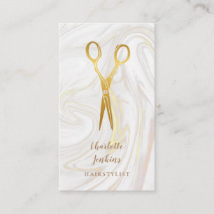 Friseur Marmor Wirbel Gold Schere Visitenkarte