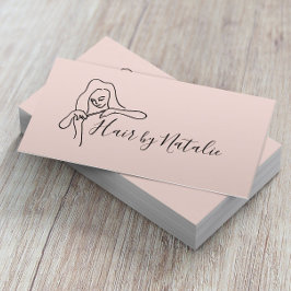 Friseur Minimalistisch Blush Pink Schönheitssalon Visitenkarte