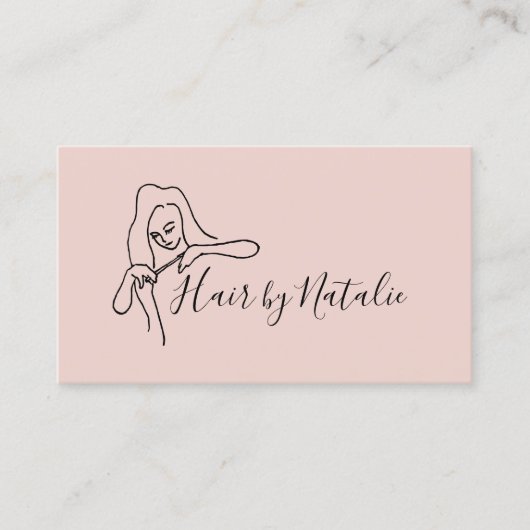 Friseur Minimalistisch Blush Pink Schönheitssalon Visitenkarte (Vorderseite)