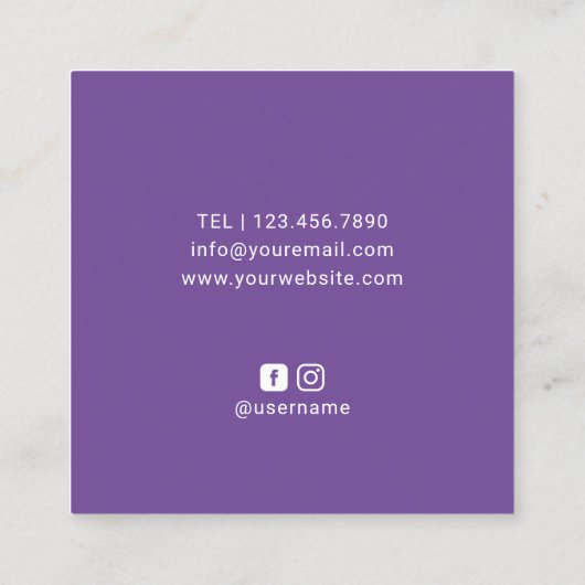 Friseur Minimalistische Schere Lila Salon Quadratische Visitenkarte (Rückseite)