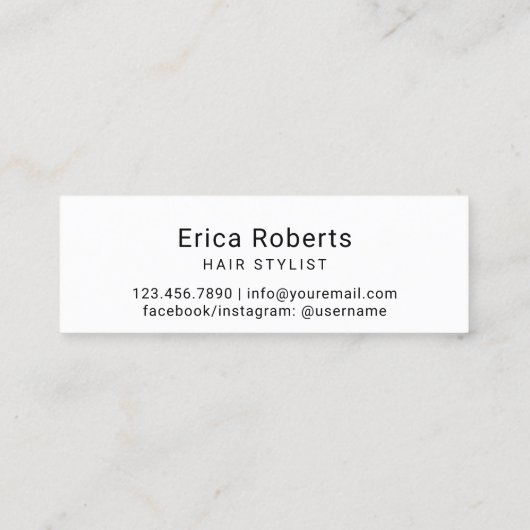 Friseur Minimalistische Typografie Schönheitssalon Mini Visitenkarte (Rückseite)