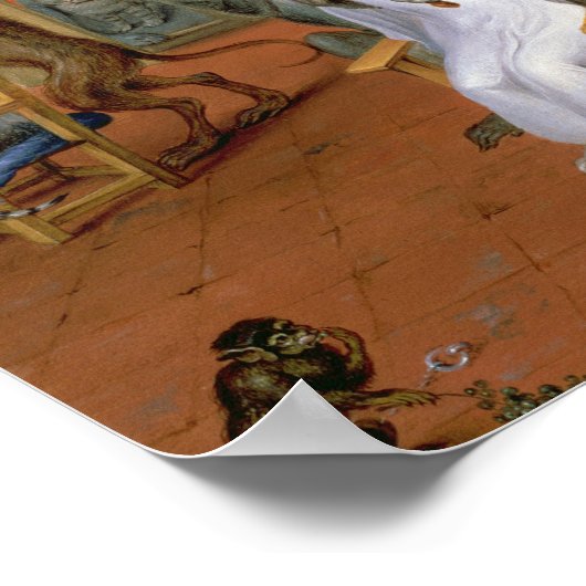 Friseur mit Affen und Katzen Poster (Ecke)