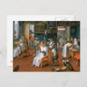 Friseur mit Affen und Katzen Postkarte (Vorne/Hinten)