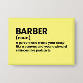 Friseur mit Spaß Button (Vorderseite)