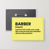 Friseur mit Spaß Button (Vorderseite/Rückseite)