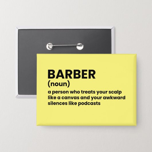 Friseur mit Spaß Button (Vorderseite/Rückseite)