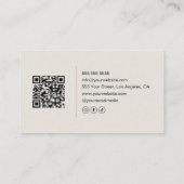 Friseur Modern Neutral Beige QR-Code Visitenkarte (Rückseite)