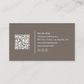Friseur Modern Neutral und Taupe QR Code Visitenkarte (Rückseite)
